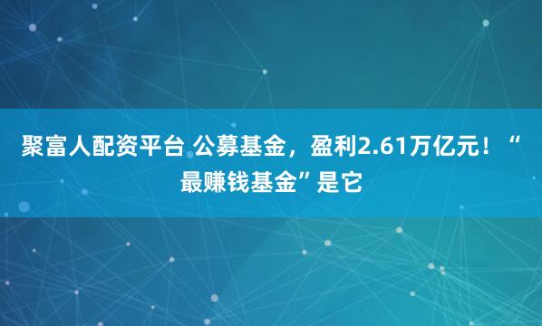聚富人配资平台 公募基金，盈利2.61万亿元！“最赚钱基金”是它